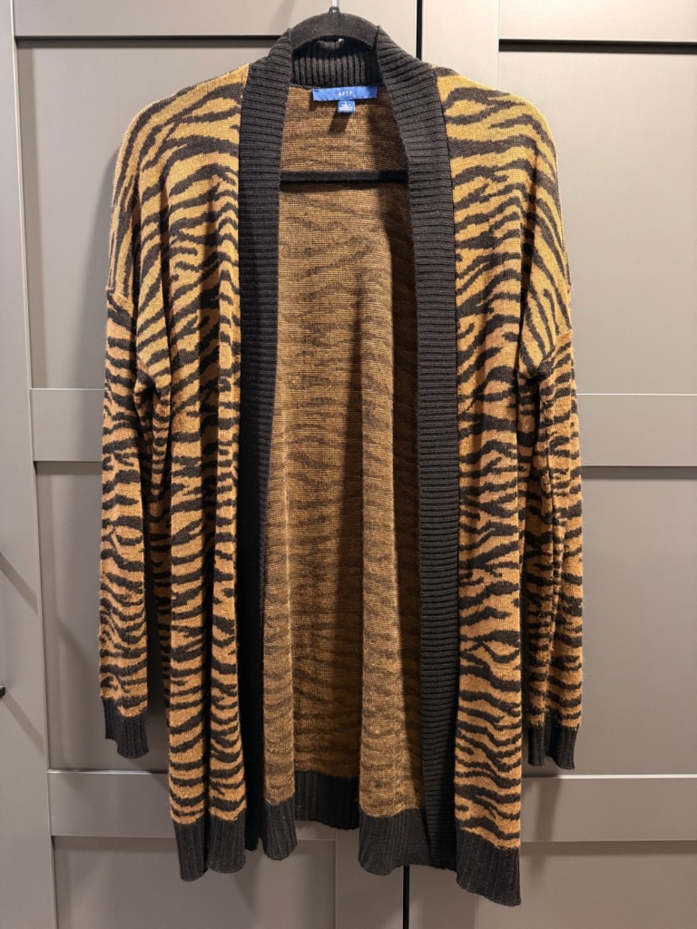 Apt. 9 Brown Tiger Strip Cardigan with Black Trim